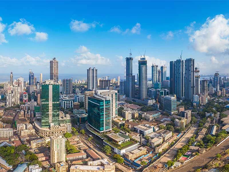 City skyline with high-rise towers